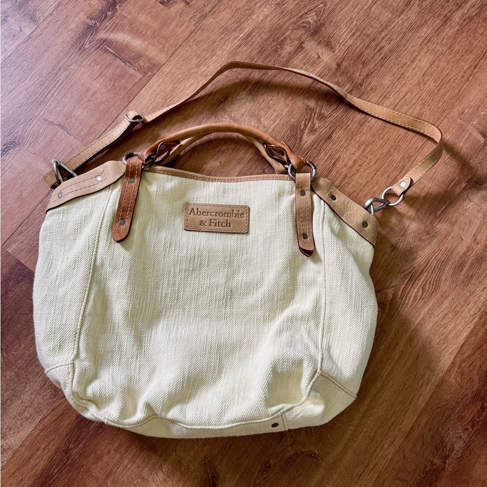 Abercrombie & Fitch Leather and canvas vintage Cream Women's Bag NWOT